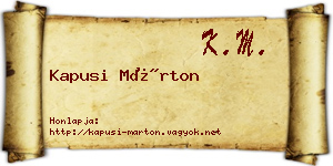 Kapusi Márton névjegykártya